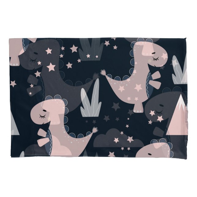 dinossauros cor-de-rosa, fundo escuro, fofo (Frente)