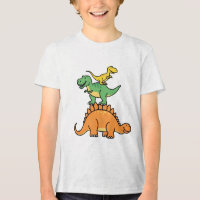 Dinossauros De Cartoon Empilhados Crianças Camiset