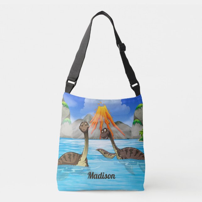 Dinossauros de Cuta bolsas de nome personalizado (Frente)