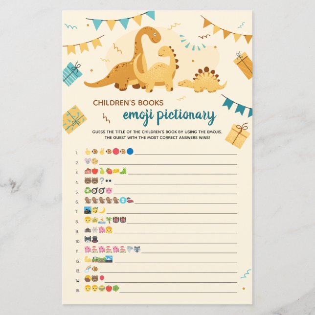 Dinossauros de Jogo de Imagem Emoji de Livros Infa (Frente)