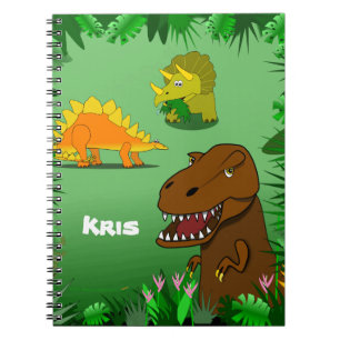 Dinossauros em um caderno espiral conhecido feito