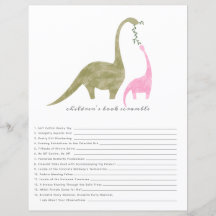 Dinossauros - Jogo da queda do Chá de fraldas rosa