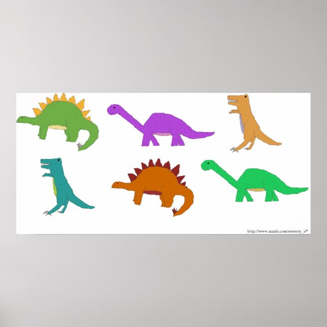 Dinossauros multicoloridos poster (Frente)