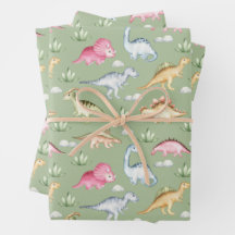 Dinossauros pré-históricos e plantas verdes