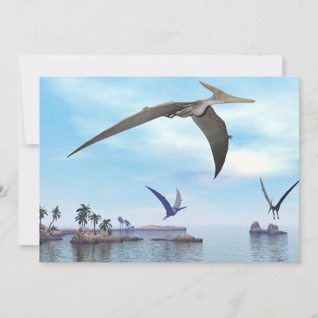 Dinossauros Pteranodon voando - renderização 3D (Frente)