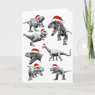 DINOSSAUROS VESTINDO SANTA HATS CHRISTMAS CARTÃO