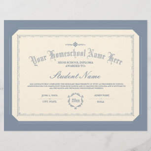 Diploma da escola doméstica tradicional de pasta a