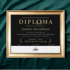 Diploma de Graduação Coroa de Ouro Preto Elegante