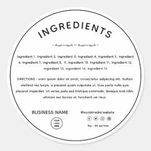 Direção do Ingrediente com Etiqueta do Produto de