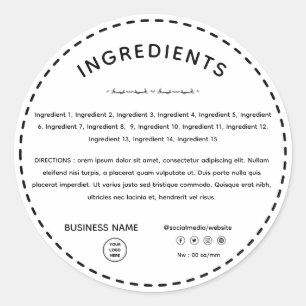 Direção do Ingrediente com Etiqueta do Produto de