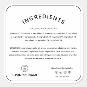 Direção do Ingrediente do Produto com Etiqueta de