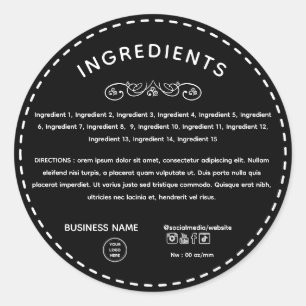 Direção do Ingrediente Preto com Etiqueta do Produ