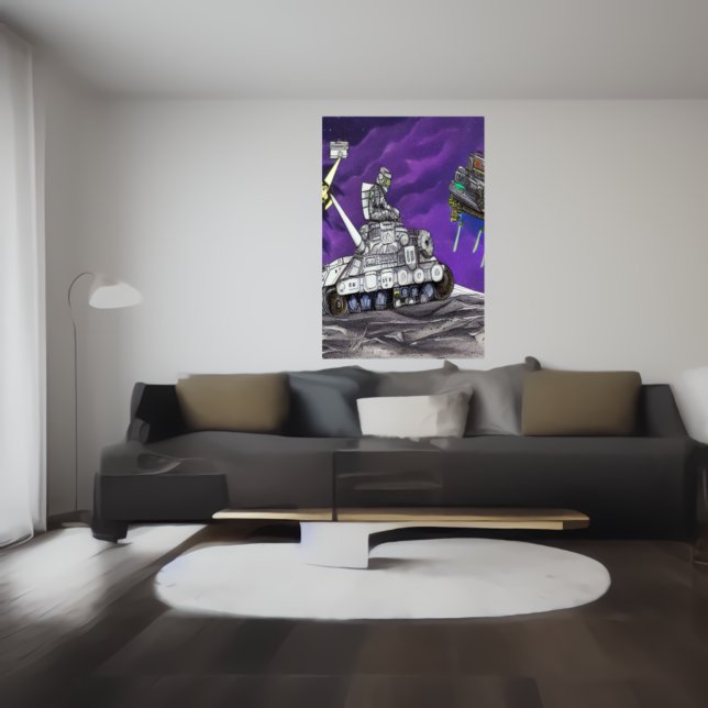 Dirigindo na lua | AI Art Poster (Criador carregado)