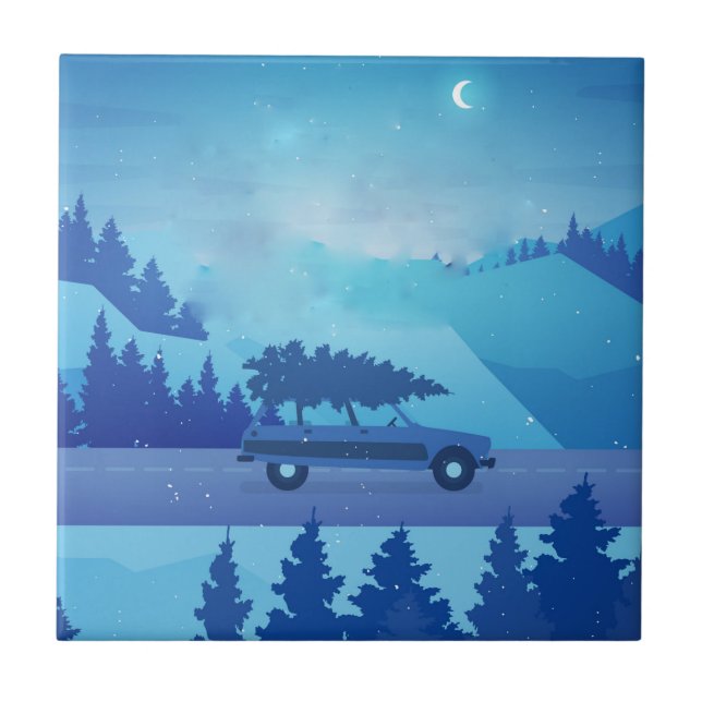 Dirigindo pela estrada com uma árvore de natal (Frente)