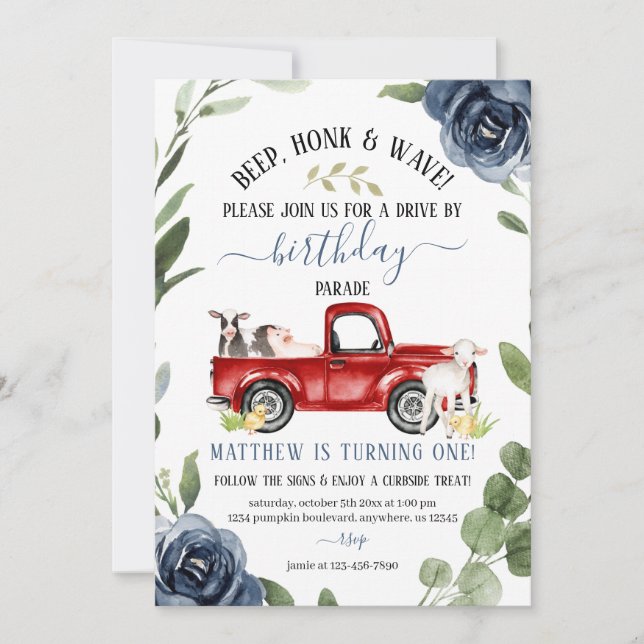 Dirigir por Fazenda Convite de Aniversário (Frente)