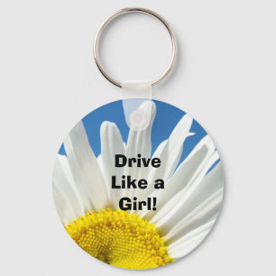 Dirija como uma menina! chaveiro Flor de Margarida