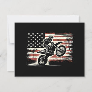 Dirt Bike American Flag Motocross Biker Vintage EU