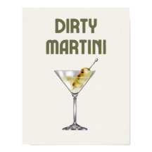 Dirty Martini Retro Sage Green Coctail Poster
