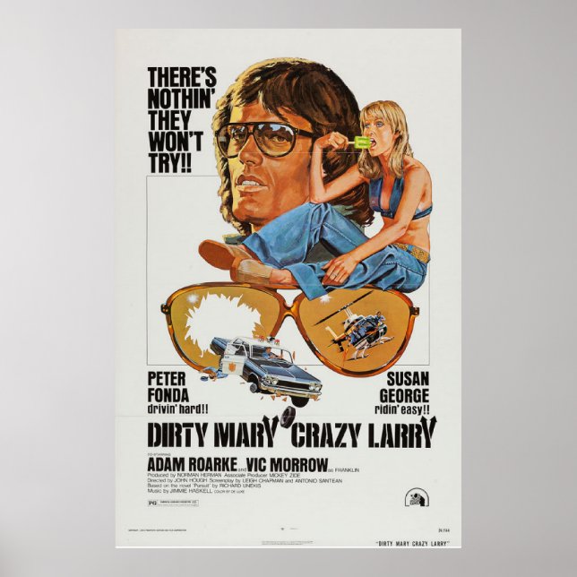 Dirty Mary Crazy Larry filme poster retro (Frente)