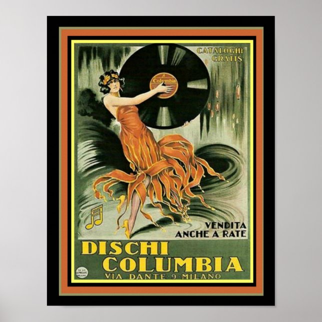 Dischi Columbia Vintage Ad Impressão 11 x 14 (Frente)