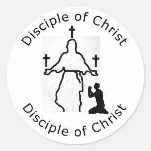 Discípulo da etiqueta redonda do cristo