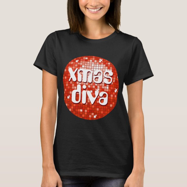 Disco Azulejos Red 'xmas diva' preto de camiseta f (Frente)