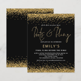 Disco de Bachelorette Preta Glitter Dourada BUDGET