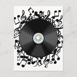 Disco de Vinil Antigo e notas musicais