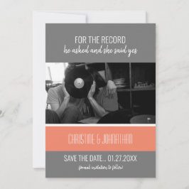 Disco de Vinil Retrô Plano Cartão de Salvar a Data