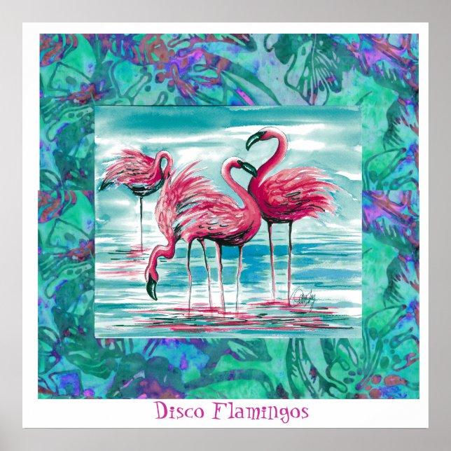 Disco Flamingos poster (Frente)