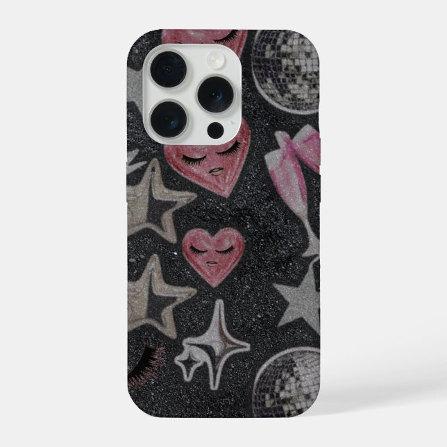 Disco Hearts Phone Case – Chic Glam Style (Verso)