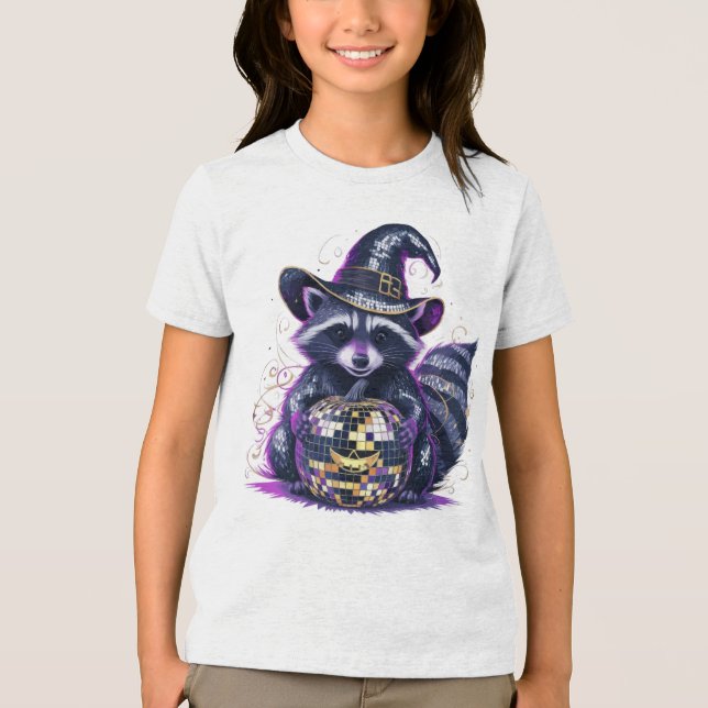 Disco Raccoon Halloween T Shirt - Bruxa Vibrante H (Frente)