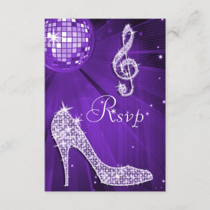 Disco RSVP de Cabeçalhos Sparkle de Bola Roxo