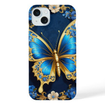 Diseño Elegante de Mariposa Dorada y Azul