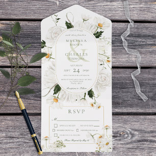Disias e Flores Brancas Brancas Todos em Um Convit
