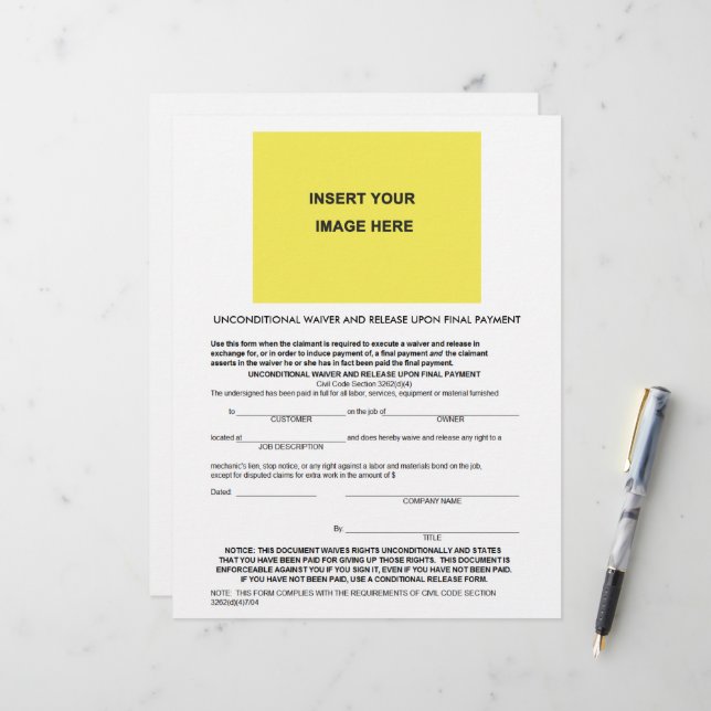 Dispensa e liberação incondicionais do vazio após  (Frente/Verso In Situ)