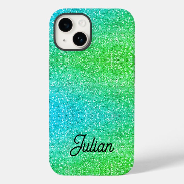 Dispersor azul-gradiente monograma e brilho verde (Verso)