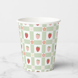 Disposable Strawberry Gingham Pastel Green
