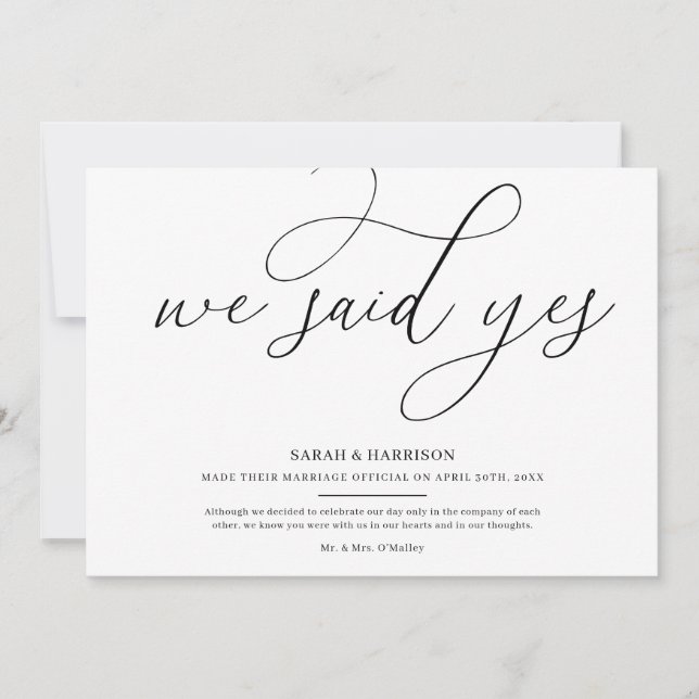 Dissemos Sim, Anúncio De Casamento Minimalista (Frente)