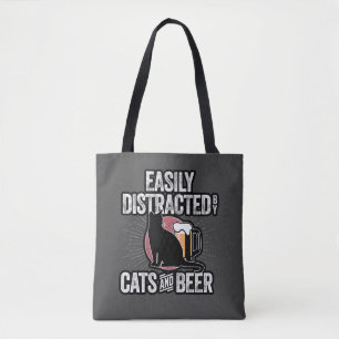 Distraído facilmente por Cats e Beer Tote Bag