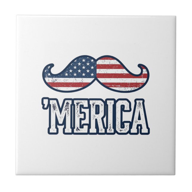 Distressed America Mustache Patriotic Vector Desig (Frente)