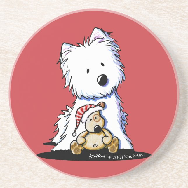 Ditto & Pudge Westie Dog Porta copos (Frente)