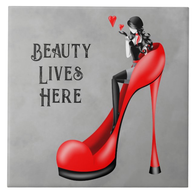 Diva da Moda em Stiletto Vermelho (Frente)