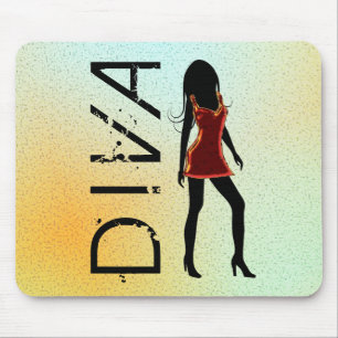Diva Fashionista Fashion em Red Dress Mousepad