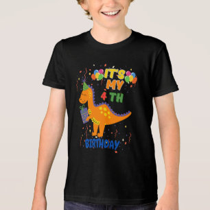 Diversão 4º aniversário Camisa T do Dinossauro par