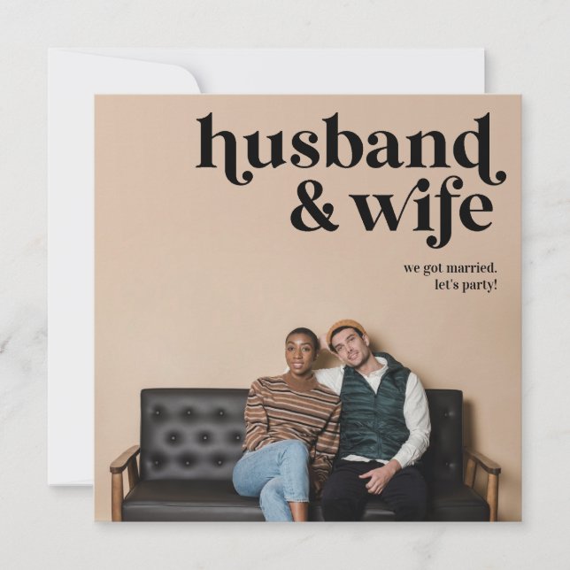 Diversão Bold Quirky Husband & Wife Surprise Casam (Frente)