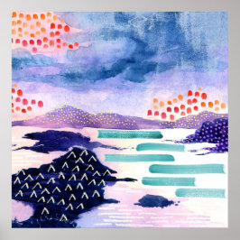 Diversão Colorida Scottish Loch Watercolor Poster