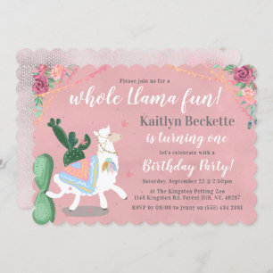 Diversão completa do Llama! Convite de festas prim
