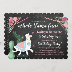 Diversão completa do Llama! Convite de festas prim