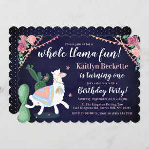 Diversão completa do Llama! Convite de festas prim